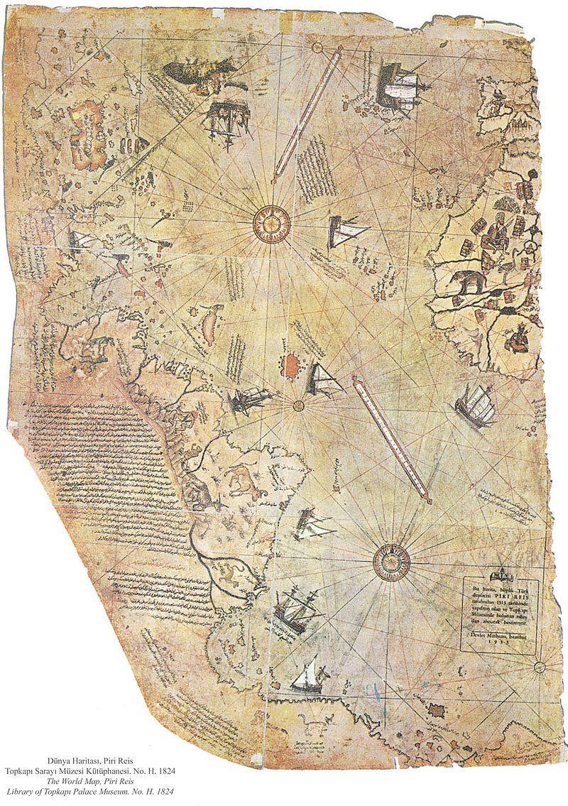 16. YÜZYIL TÜRK HARİTACILIĞI PİRİ REİS Atlantik Haritası (1513) Haritanın kenarlarında, açıklayıcı nitelikte çeşitli notlar vardır.
