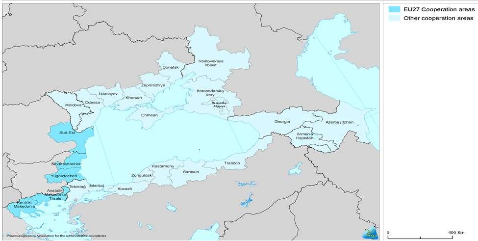 Eligible area 2014-2020 Bulgaria: NUTS II regions of Severoiztochen, Yugoiztochen; Grecia: NUTS II regions of Kentriki