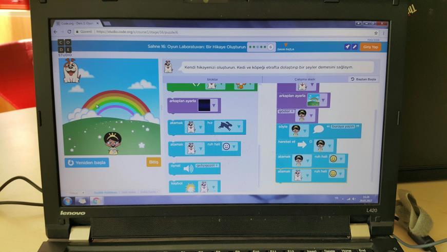 hedeflediğimiz KODLAMA derslerimizde öğrencilerimiz, code.
