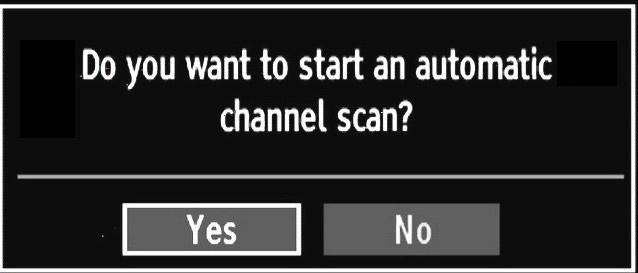 First, the language selection screen will be displayed: Press OK button on the remote control to continue and the following message will be displayed on the screen: To select the Yes or No option,