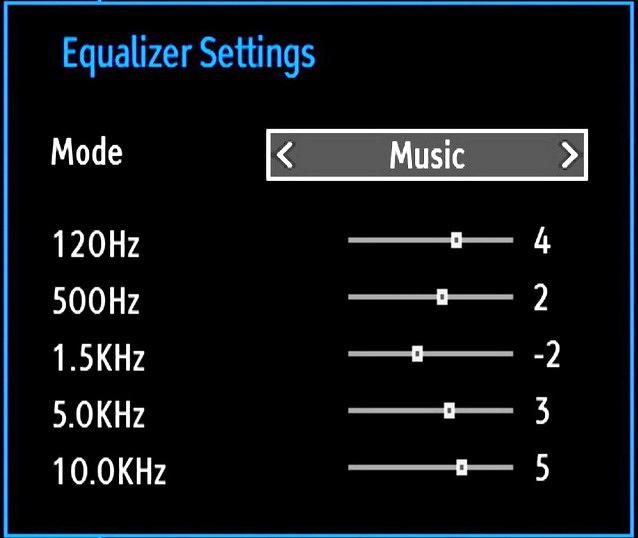 Sound Settings Menu Items Volume: Adjusts volume level. Equalizer: Press OK button to view equalizer submenu.