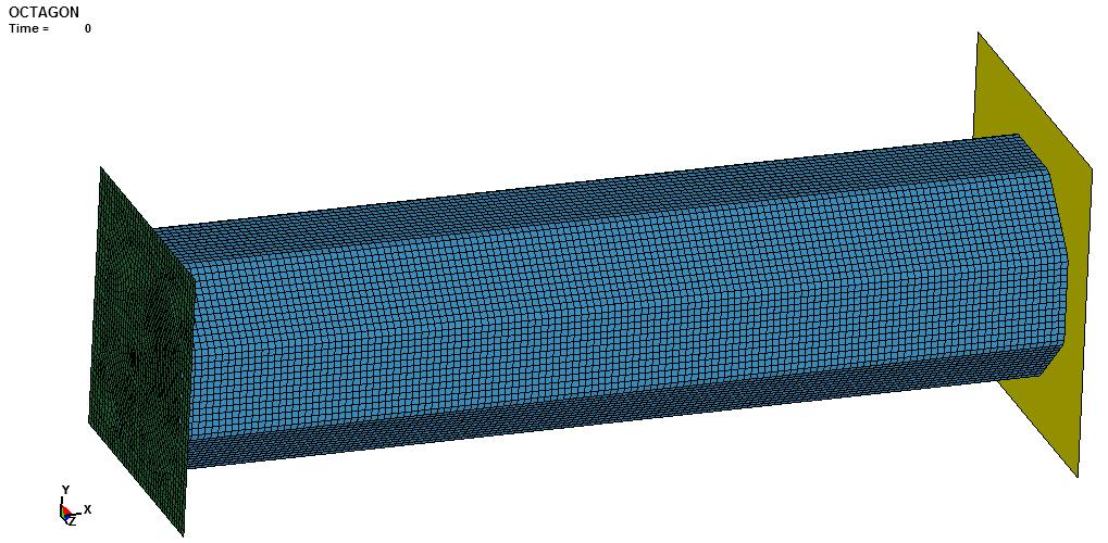 Determining number of beads on octagon profile ρ=7.85x10-3 kg/mm3 ν=0.3 σy=390 Mpa Esize=1.