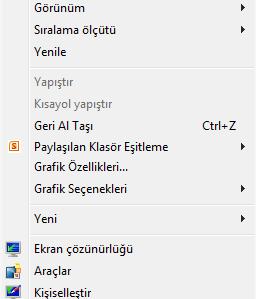 Masaüstünü Kişiselleştirmek Başlat Menüsü