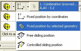 Kasnağın konumunu tanımlamak için, aşağıda gösterildiği gibi, ok düğmesini kullanarak, Fixed position by selected geometry seçeneğini