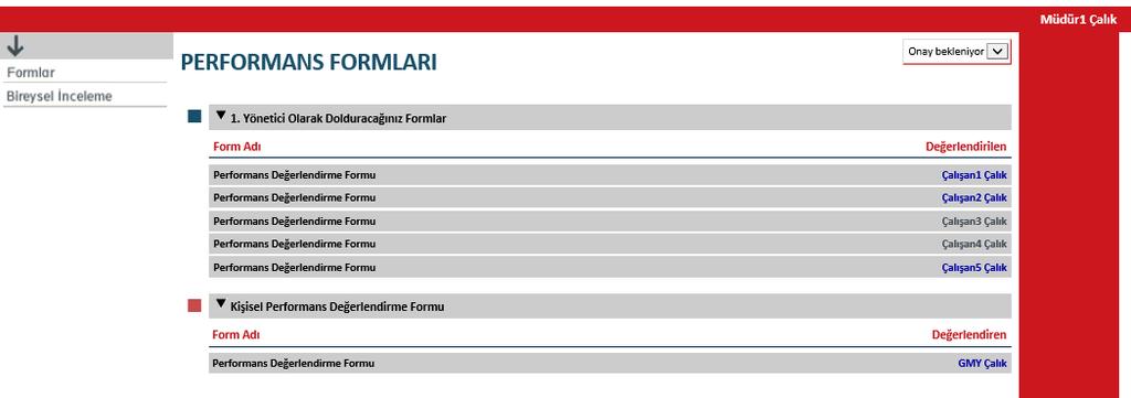 4.1. Hedef Belirleme & Onaylama Süreci Hedef girişlerini gerçekleştirmek için; Formlar bölümü üzerinden ilgili yılın