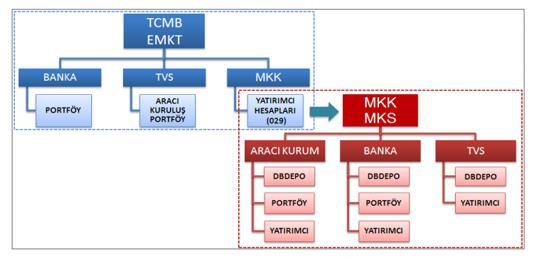 MKK nın muhabir bankasına (Takasbank) aktarılır ve MKK tarafından sağlanan bakiye bilgileri doğrultusunda bu muhabir banka tarafından ilgili üyelere dağıtılır.