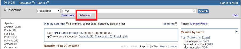 Ancak, aranmak istenen gen yalnızca bir organizmaya has değilse arama sonuçları çok fazla çıkacaktır. Örnek olarak, TP53 geni direkt arandığında çok fazla sonuç çıkacaktır.