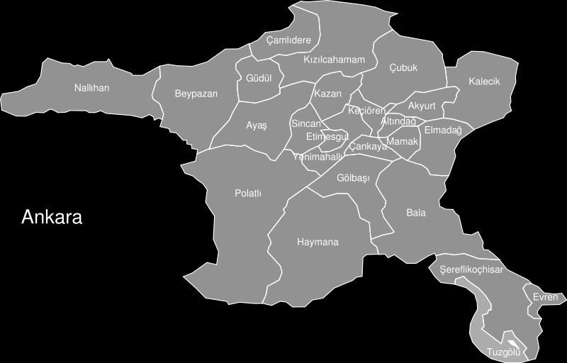 kurulmuş önemli ve tarihi bir şehirdir. Ankara ili doğuda Kırşehir, Yozgat, güneyde Niğde, Konya, batı da Eskişehir, Bilecik, kuzeyde Bolu ve Çankırı illeriyle çevrilmiştir.