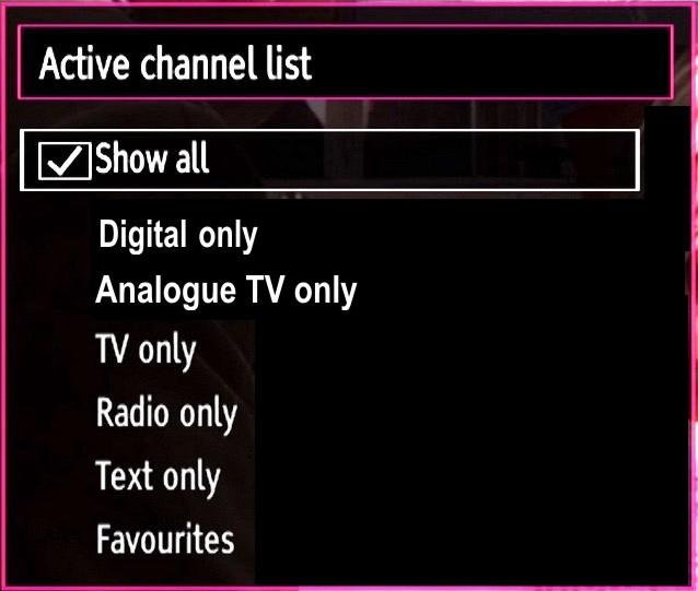 You can select a broadcast type option from the list by using / and OK buttons. On-Screen Information You can press INFO button to display on-screen information.