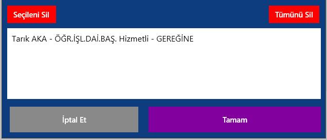 Dağıtım planınızdan herhangi bir alıcıyı seçtiğinizde ekrana bu seçimi onaylamak için bir mesaj penceresi çıkacaktır. Gelen mesaja Evet diyerek seçiminizi onaylayabilirsiniz.