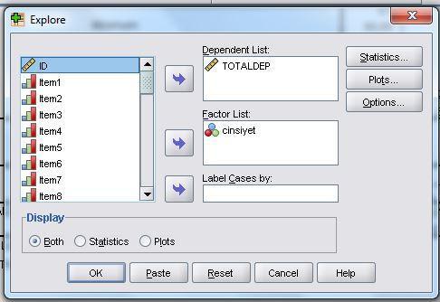 SPSS te varyansların homojen olup olmadığı Levene s Test kullanarak test edilebilir.