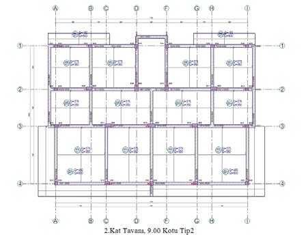 5-6 deki betonarme binanın boyutlandırması, uygulamada yaygın olarak kullanılan bir bilgisayar programından yararlanılaarak yapılmıştır.