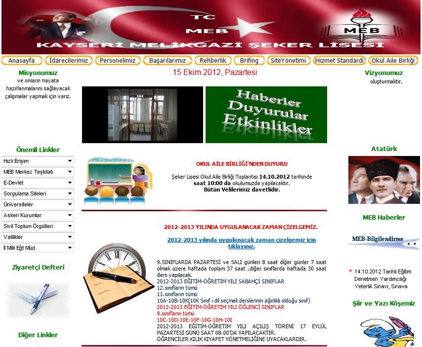 6.7. Okul Web Sitemiz ŞEKER LİSESİ WEB YAYIN EKİBİ Milli Eğitim Bakanlığımızın Eğitim Teknolojileri Genel Müdürlüğünün Sayı :B.08.0.ETG.0.21.04.01.300/.