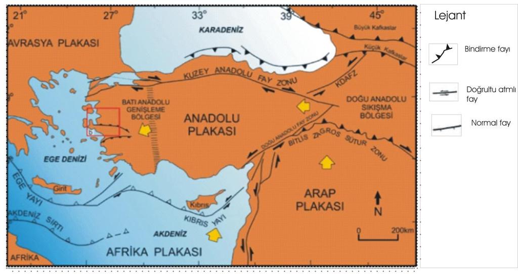 Fayı oluşturmaktadır. Kıbrıs ve Helenik yayları boyunca Afrika Kıtası nın kuzey kenarındaki okyanusal litosfer, Anadolu ve Ege nin altına dalmaktadır (Yıldırım, 2016) (Şekil 1.5)