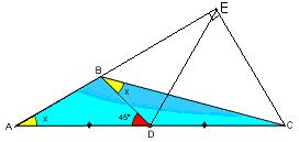 AEC dik üçgeninde ; DE hipotenüse ait kenarortay olup AD = DC = DE =k dır.