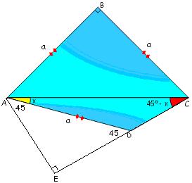ACD üçgeninde ; m(ade)=x + 45 o -x=45 o AE EC çizelim. AEC ikizkenar dik üçgendir.