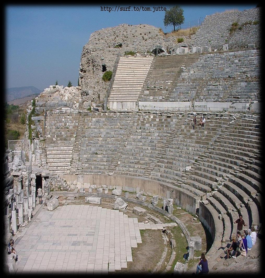 TİYATROLAR Ephesos Tiyatrosu Hellenistik özellikli Roma tiyatrosudur. Panayır Dağı na dayanır.
