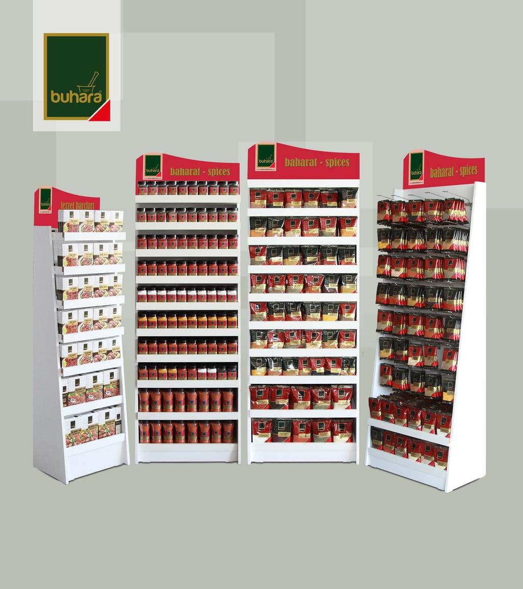 Teşhir Stantları Exhibition Stands BBS 101 BBS 102 BBS 103 BBS 104 Kod Stant Türü Stant Type BBS 101 HARÇ GRUBU KUTULU ÜRÜN STANDI SPICES MIX WITH BOX EXHIBITION STAND BBS 102 BAHARAT GRUBU PET ÜRÜN