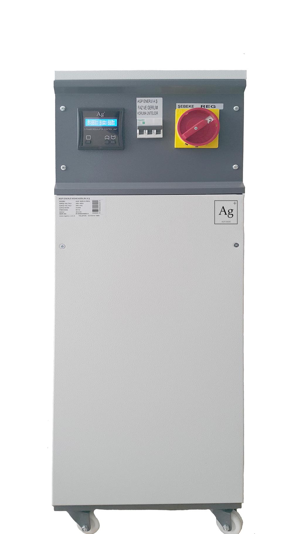 AGR 33 Mikro İşlemcili Voltaj Regülatörü Tam otomatik servo kontrol lü. 1 Adet ( dijital ) voltmetre Düzeltme ( kontrol ) hızı: 100 vac / sn.