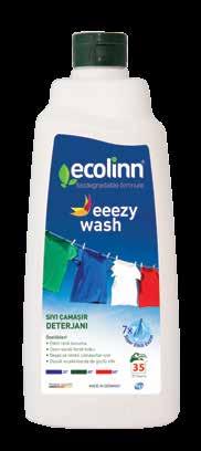 6781 Ecolinn eeezy wash Konsantre Çamaşır Temizleyici 1010 ml Özenli, doğal temizlik! Çamaşırlarınızı temizlemek için geliştirilmiştir. Makine kullanımına uygun likit temizleyicidir.