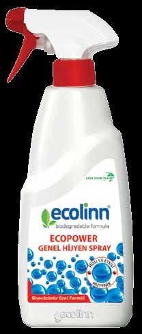 clean 6149 Ecolinn Ecopower Genel Hijyen 650 ml (Sprey) ECOPOWER Genel Hijyen Sprey; etkin bileşimiyle temizlik hoş koku ve hijyen tek bir üründe buluştu.