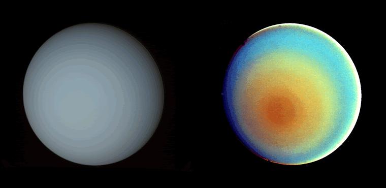 Şekil 3.32: Voyager 2 Uranüs ün ilk fotograflarını 1986 yılında gönderdiğinde bilim adamları çok şaşırdılar, çünkü yüzeyinde belirgin bir olgu yoktu.