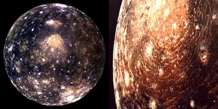 Şekil 3.36: En dıştaki Galile uydusu hemen hemen Merkür ile aynı büyüklüktedir. Callisto nun buz yüzeyinde çok sayıda krater görmek mümkündür.