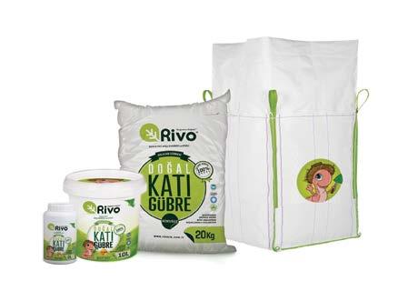 Rivo doğal katı solucan gübresi, 1 kg kavanoz 5, 10 kg kova, 20 kg çuval ve Big Bag çuvallarda doğa sunulmaktadır.