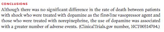 HEMODİNAMİK DESTEK Vazopressor Tedavi Norepinefrin veya dopamin uygulanan hastalar arasındaki ölüm oranlarında anlamlı