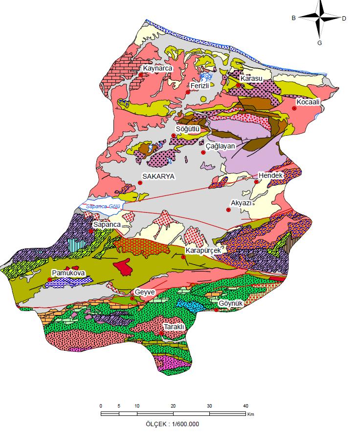 Sakarya ili jeoloji haritası Sakarya ili yer altı suyu potansiyeli 48,2 hm 3 /yıldır (DSİ, 2012).