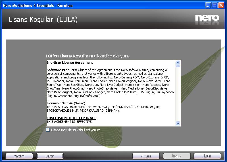 Ek F: Nero Media Home Kurulumu Nero Media Home yazılımını yüklemek için lütfen aşağıdakileri yapın: Not: DLNA fonksiyonunu kullanmak için, bu yazılım PC ye kurulmalıdır. 1.