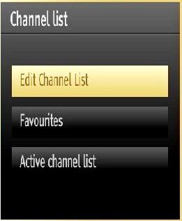 Operating the Channel List Select Edit Channel List to manage all stored channels. Use or and OK buttons to select Edit Channel List.