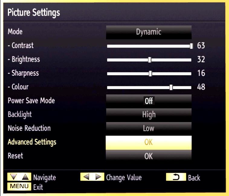 Press OK button to quit the demo mode. Picture Settings Menu Items Mode: For your viewing requirements, you can set the related mode option.
