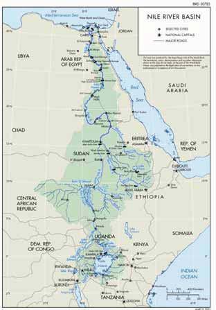 lan kısım, Sudan ın başkenti Hartum da, Etiyopya platosundan doğan Mavi Nil ile birleşir. Mavi ve Beyaz Nil birleştikten sonra, sadece Atbara kolunu alır ve Akdeniz e doğru yoluna devam eder.