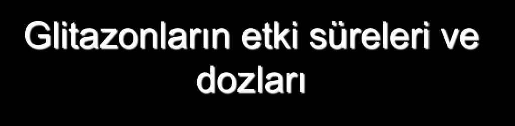 Glitazonların etki süreleri ve dozları Etkili Madde Doz Aralığı (mg) Yarı Ömür