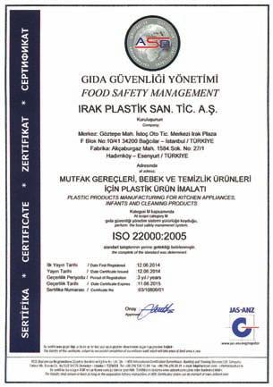Our Company is member of ÇEVKO [Çevko is member of Pro-Europe] ÜÇGEN İÇİNDE NUMARA: Kullanılan plastik hammaddesini ifade eder.