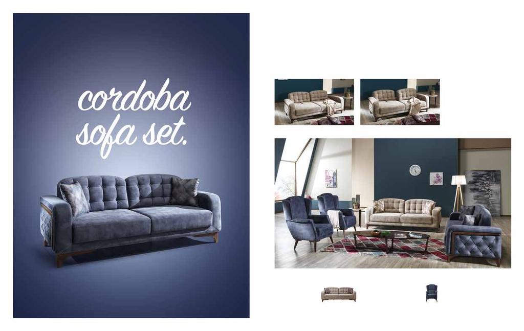 Cordoba. Koltuk Takımı / Sofa Set Zarif tasarımı ve bir çok renk seçeneği ile rahatlığa şık bir yorum katıyor.