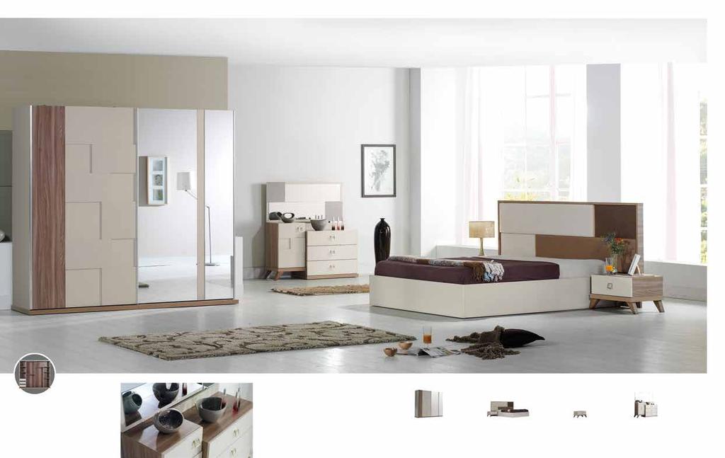 Rena. Yatak Odası / Bedroom Set Çağdaş tasarımın en güzel hâlini evinize getiren Rena Yatak Odası Takımı ile zarafet yeniden tanımlanıyor.