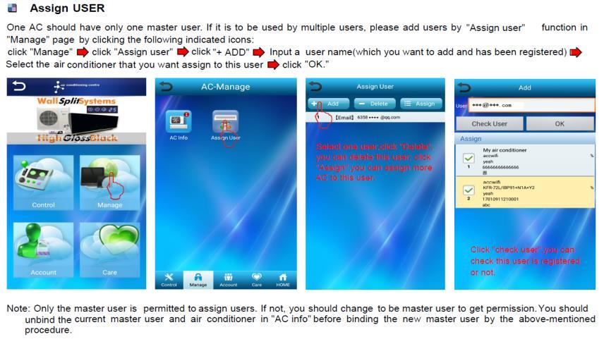 3. Klima Yönetimi (AC Management) Kullanıcı Tanımlama (Assign User) Bir klimada yalnızca bir ana kullanıcı belirlenmelidir.