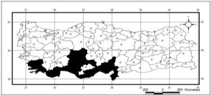 19 Antalya: Alanya (Güzelbağ), Adana: Kozan (Feke) [Adlbauer, 1988]; Türkiye [Lodos, 1998; Sama & Rapuzzi, 2000]; Antalya: Alanya (Cırlasun köprü, Çayarası yaylası-sarımut köprüsü) [Özdikmen &