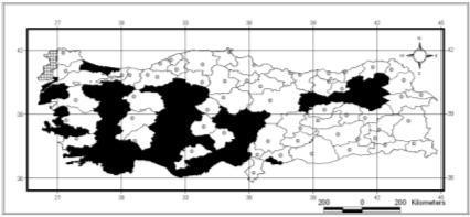 31 Yorumlar: Bu tür Türkiye de muhtemelen geniş bir yayılışa sahiptir. Niğde ili için yeni kayıttır. Harita 3.5.