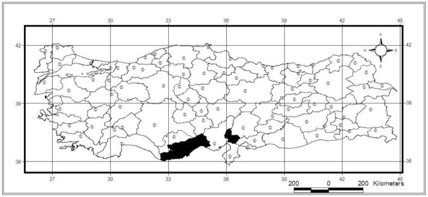 52 Yorumlar: Bu endemik tür sadece Türkiye nin güney kısımlarında bulunmaktadır. Osmaniye ili için yeni kayıttır. Harita 3.13.