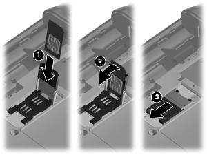 SIM kartını yuva tepsisine yerleştirin (1), yuva tepsisini sola ve aşağı indirin (2) ve