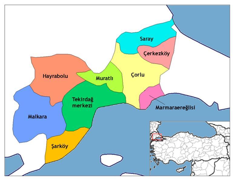 3.2 Özel Veriler - Gayrimenkul Bulunduğu Bölgenin Analizi 3.2.1 Tekirdağ İli Tekirdağ ili, Türkiye Cumhuriyeti nin Marmara Bölgesi'nin Trakya yakasında, doğuda İstanbul, güneyde Marmara Denizi ve