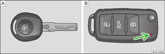 Kilit açma ve kilitleme Kontak anahtarı Giriş bilgileri Bir anahtarın kaybolması durumunda, lütfen size bir yedek anahtar temin edecek olan bir ŠKODA yetkili servisine başvurunuz.