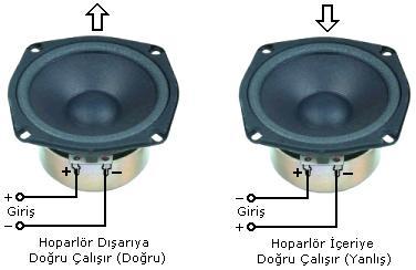 21 Dinamik hoparlörlerin üzerinde (+) ve (-) işaretleri vardır. (+) uç bobinin giriş ucunu, (-) uç bobinin çıkışı ucunu temsil eder.