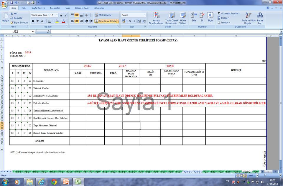 Bütçe Hazırlık Formları (Form-25/2