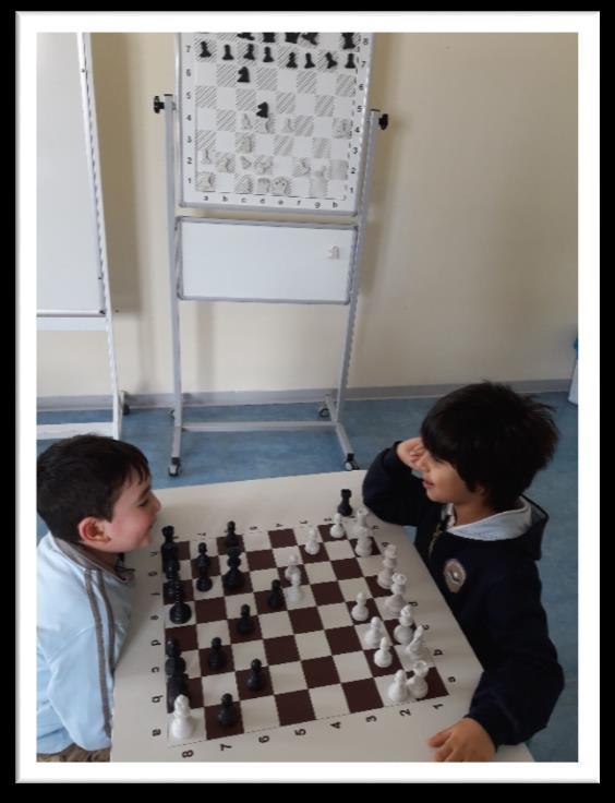 SATRANÇ Satranç dersimizde ilk adıma satranç tahtasını ve taşlarını eğlenceli animasyonlarla tanıyarak başladık.