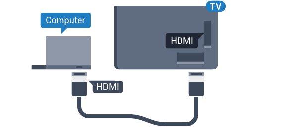 HDMI ile Bir HDMI kablosu kullanarak bilgisayarı TV'ye bağlayın. İdeal ayar Bir bilgisayar bağlarsanız Kaynak menüsünde bilgisayarın bağlı olduğu bağlantıya doğru cihaz türü adını vermenizi öneririz.