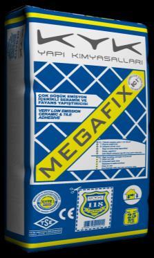 MegaFix Çimento esaslı, çevre dostu, seramik yapıştırma harcı TS EN 12004 CE ÜRÜN TANIMI Kayma özelliği azaltılmış,